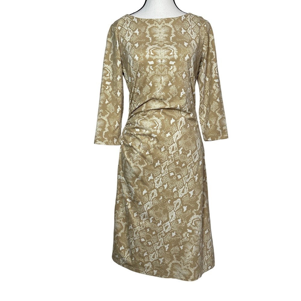 J McLaughlin Catalina Ruched Midi Dress Womens Sz Small Chic‎ Neutral Flattering